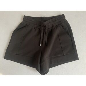Varley Women M Shorts Black Atrium High Rise Jersey Buttery Soft Cozy Chic 4 in.
